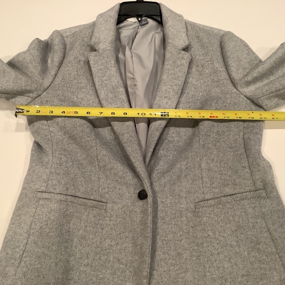Old Navy Gray Blazer Jacket Size Large Wool Blend One Button Long Sleeves - Picture 9 of 13